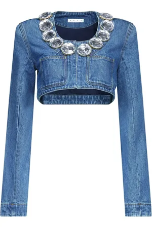 AREA Chaqueta vaquera corta con apliques de cristal
