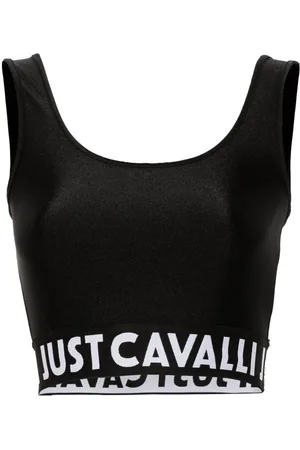 Roberto Cavalli Top corto con logo en la cinturilla