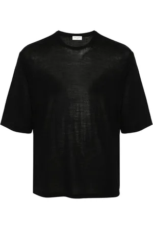 Saint Laurent Camiseta con dobladillo recto