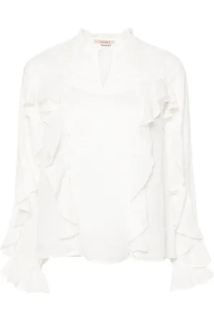 Twin-Set Blusa con volantes y encaje