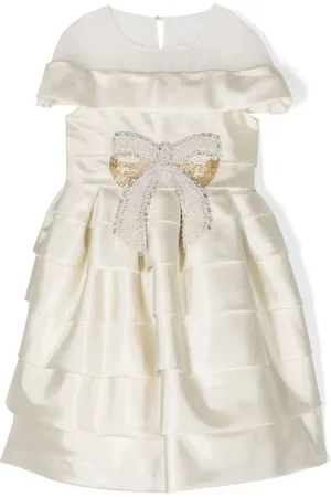 Marchesa Notte Vestido con volantes y detalle de lazo