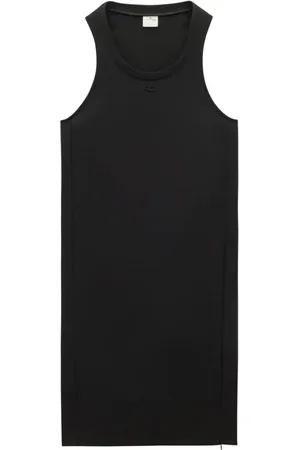 Courrèges Vestido midi con aplique del logo