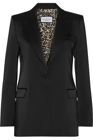Philipp Plein Blazer de satén con calavera de cristal
