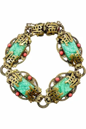 JENNIFER GIBSON JEWELLERY Antique Neiger Brothers Chinoiserie Dragon Bracelet 1920s