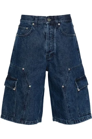 Palm Angels Pantalones vaqueros cortos con logo bordado