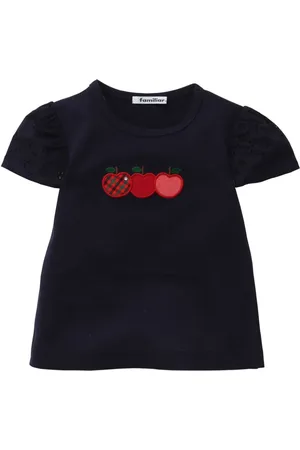 Familiar Camiseta con manzana bordada