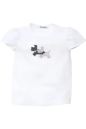 Familiar Camiseta con aplique de perro