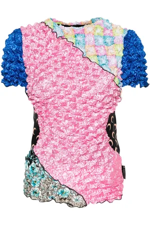 Marine Serre Camiseta Popcorn con diseño patchwork