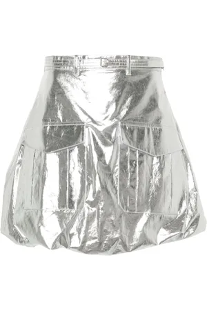 Paco rabanne Minifalda acampanada metalizada