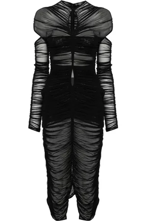 MUGLER Vestido drapeado de malla