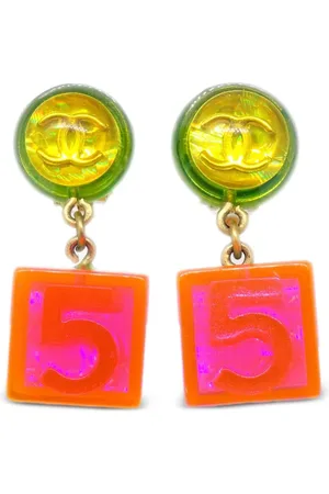 CHANEL Pendientes de clip Cube Number 5 1997