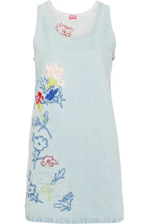 Kenzo Vestido con bordado Drawn Flowers