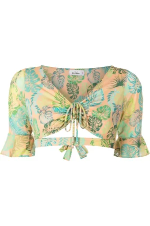AMIR SLAMA Top con hojas estampadas