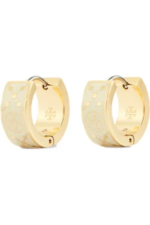 Tory Burch Pendientes de aro pequeños con monograma en T