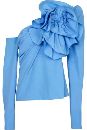 Balmain Blusa asimétrica con detalle de volantes