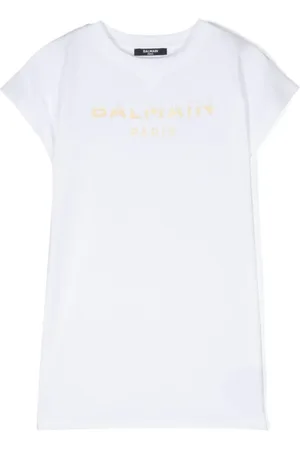 Balmain Vestido estilo camiseta con logo