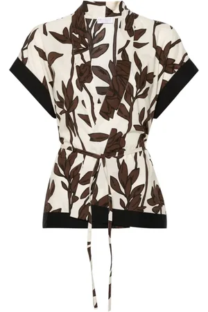 Brunello Cucinelli Vestido con hojas estampadas