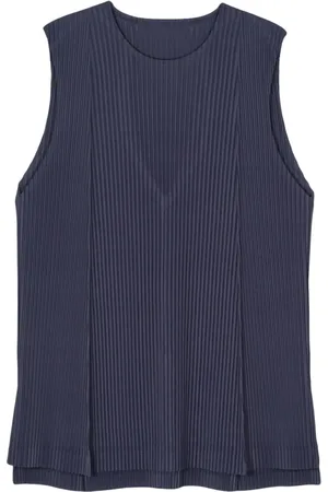 Issey Miyake Top sin mangas con efecto plisado