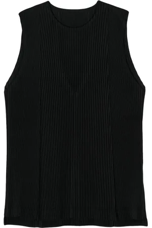 Issey Miyake Top sin mangas con efecto plisado