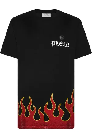 Philipp Plein Camiseta con llamas estampadas