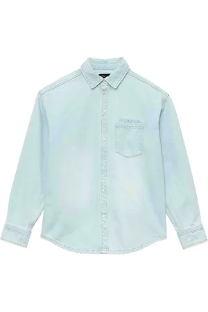 Purple Brand Camisa vaquera con logo en relieve