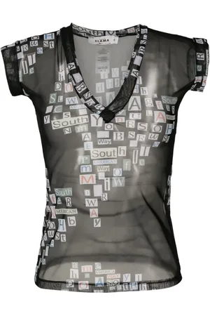 AMIR SLAMA Camiseta translúcida con texto estampado