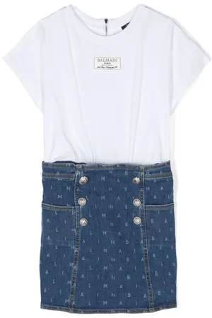Balmain Vestido estilo camiseta con aplique del logo