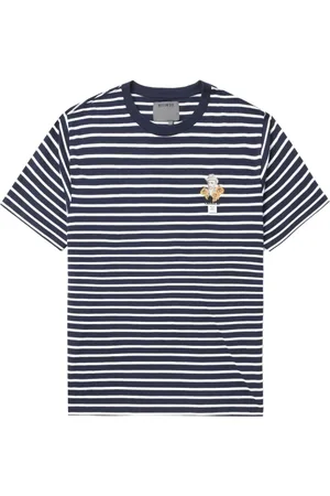 Musium Div. Camisa a rayas con estampado gráfico