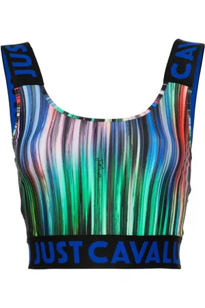 Roberto Cavalli Top corto con estampado ikat
