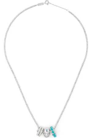 Adina Reyter Collar Space Cowboy Big Bead en plata de ley con diamantes