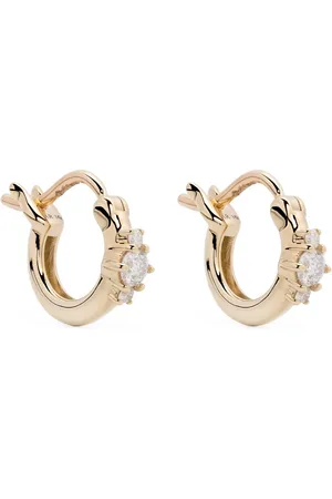 Adina Reyter Pendientes de aro huggie Trio en oro amarillo de 14 ct con diamante