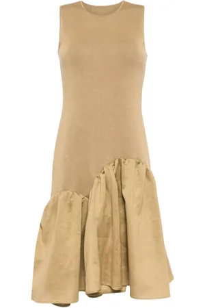 JNBY Vestido midi asimétrico con diseño patchwork