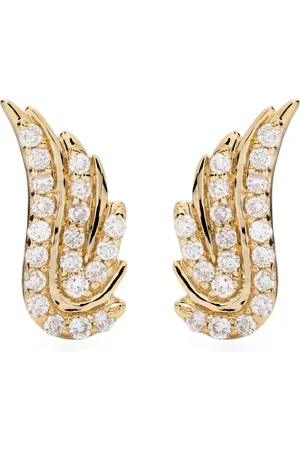 Adina Reyter Pendientes Wing en oro amarillo de 14 ct con diamantes