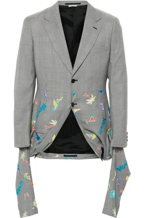 Comme des Garçons Blazer a cuadros con motivo bordado