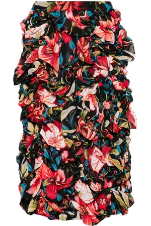 Comme des Garçons Falda midi con estampado floral