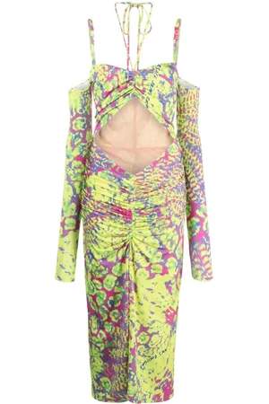 VERSACE Vestido midi con estampado abstracto