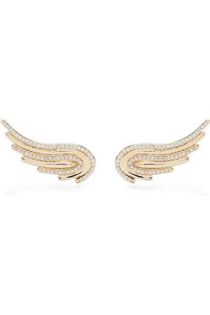 Adina Reyter Pendientes Large Flight Wings en oro amarillo de 14 ct con diamantes