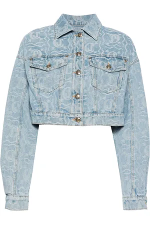 Roberto Cavalli Chaqueta vaquera con logo en jacquard
