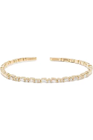 Suzanne Kalan Brazalete Thin Mix en oro amarillo de 18 ct con diamantes