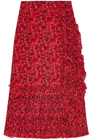 Ganni Falda midi de georgette con estampado floral