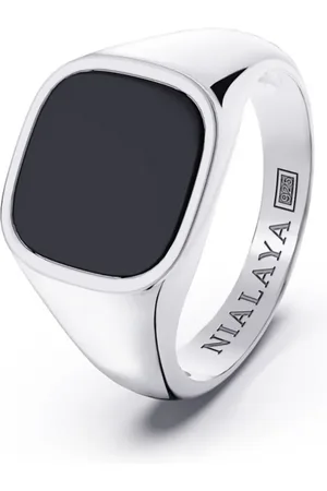 Nialaya Anillo de sello con logo grabado