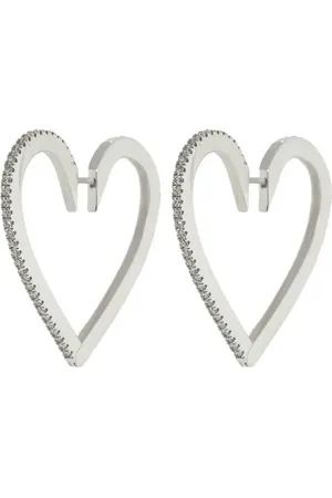Cadar Pendientes Heart en oro blanco de 18 ct con diamantes