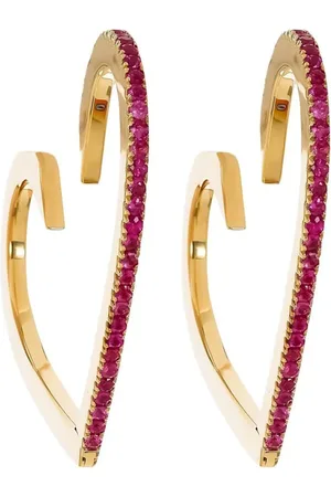 Cadar Pendientes Heart en oro amarillo de 18 ct con rubí