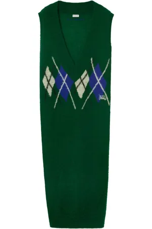 Burberry Vestido largo con rombos en intarsia
