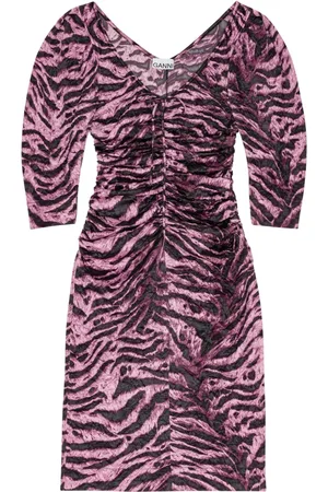 Ganni Vestido midi con estampado de tigre