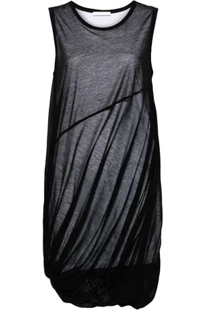 Helmut Lang Vestido corto con capa translúcida