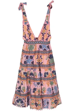 Farm Rio Vestido con estampado Seashell Tapestry