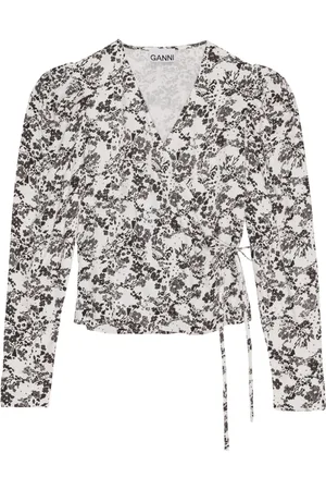 Ganni Blusa cruzada con estampado floral
