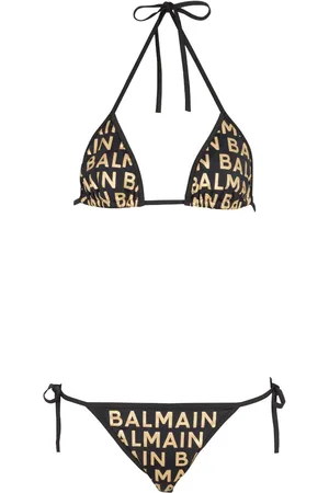 Balmain Bikini triangular con logo estampado