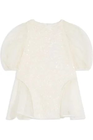 Eirene Blusa de manga farol con lentejuelas